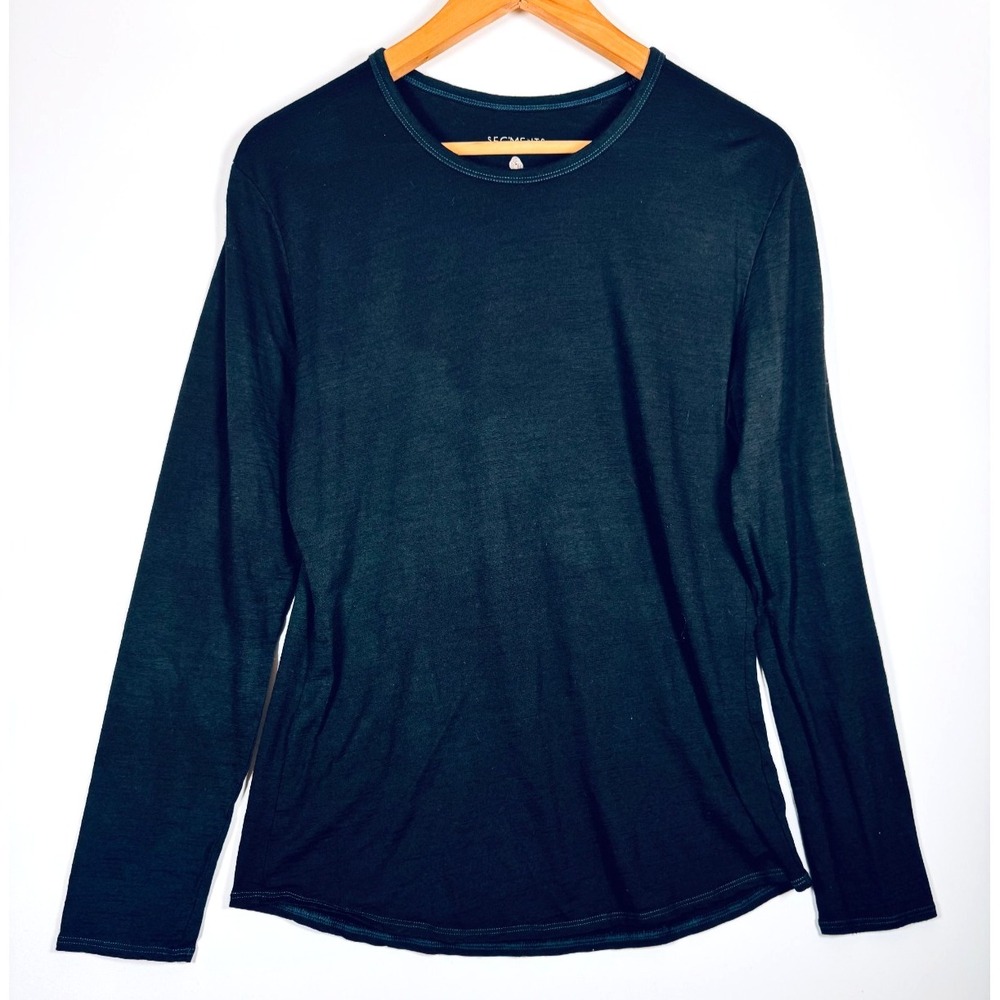 SegMents Merino Wool Top Women Large Black Green Minimalist Lightweight Layering